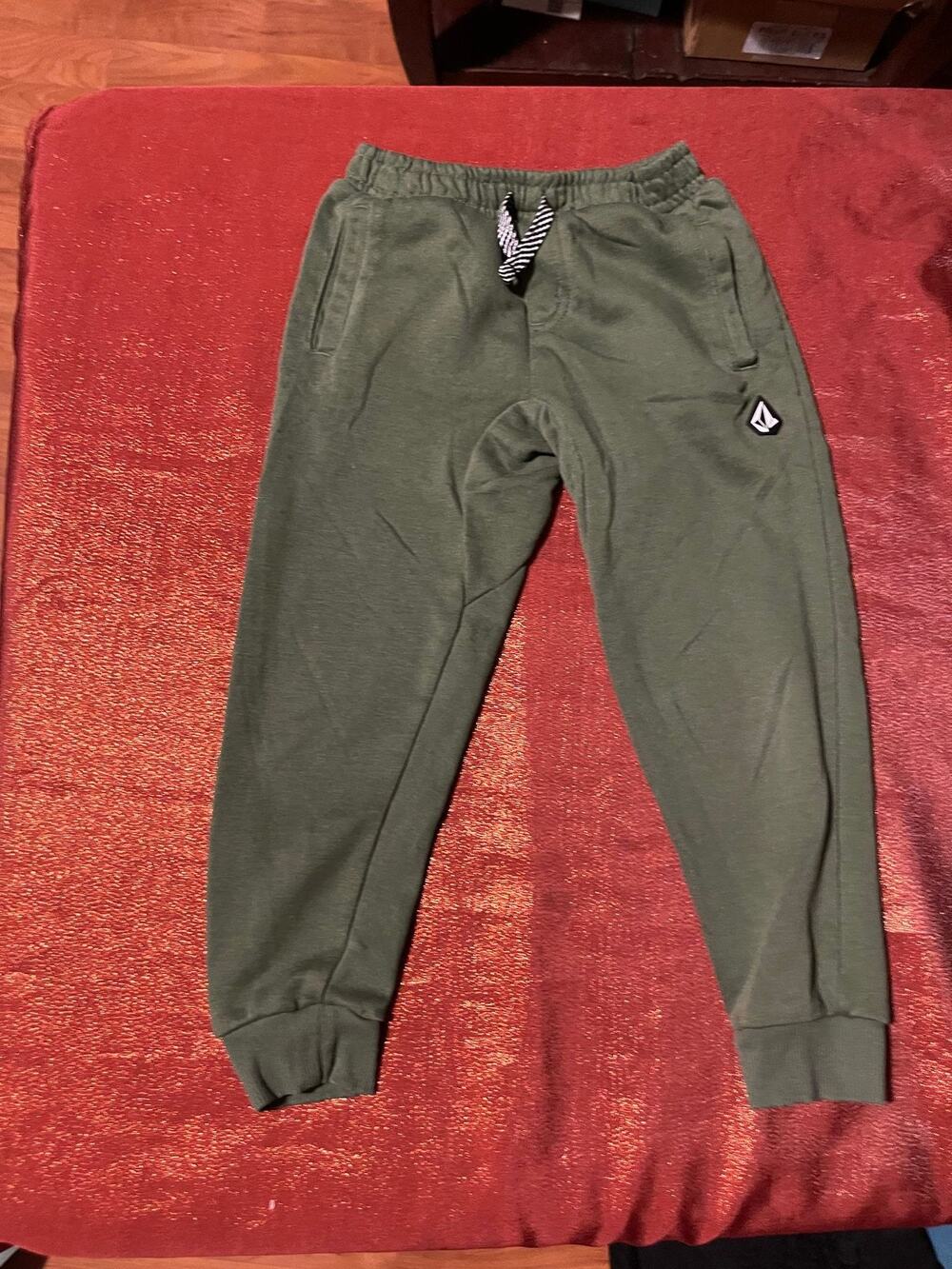 Volcom Sweatpants Womens 6 Olive Jogger Fleece Pants Drawstring Pockets